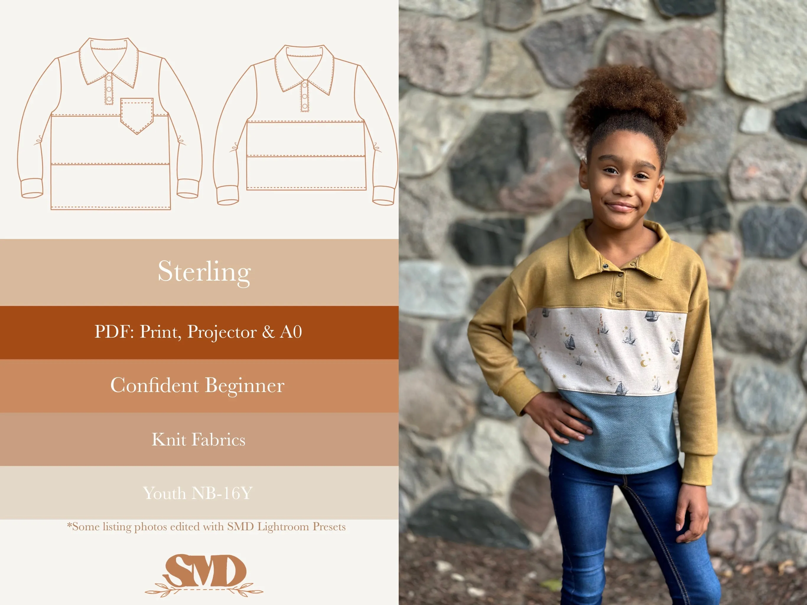 Youth Sterling Rugby Top and Dress Digital Sewing Pattern Sizes NB-16Y